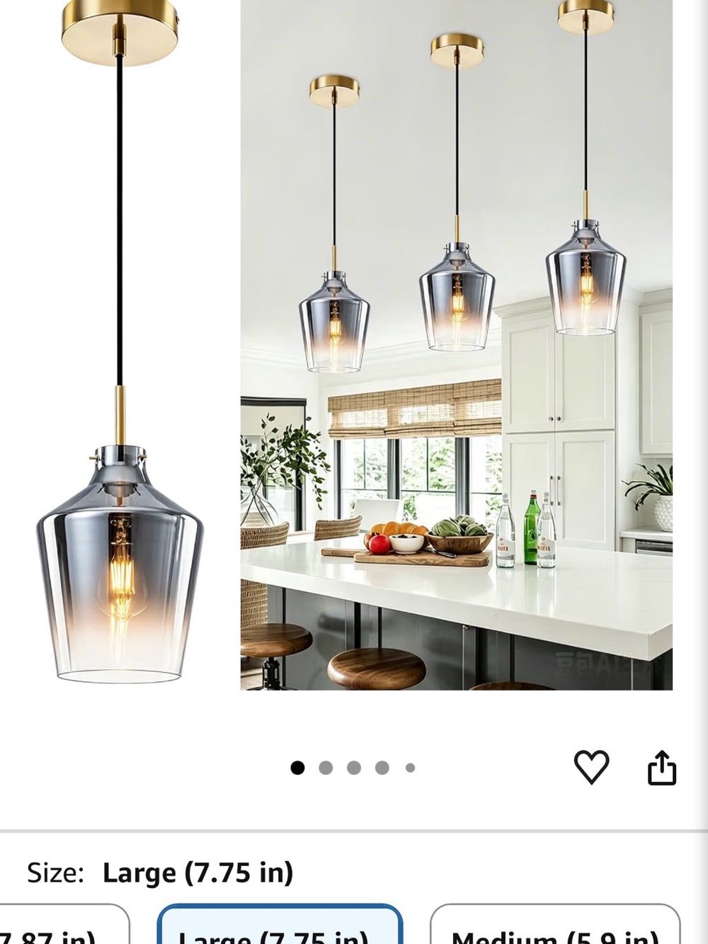 Smoked Amber Glass Pendant Lantern with Gold Canopy - Set of 2